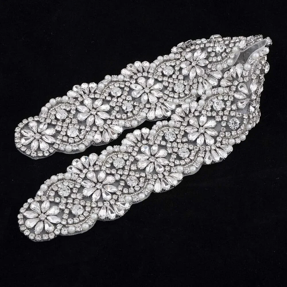 Bridal Sash Belt For Wedding Crystal Rhinestone Waist Cincher on Satin Adjust